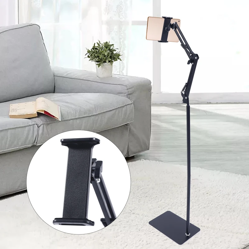 Universal Ipad Stand Floor Tablet Bracket Adjustable Flexible Rotation Phone Holder Rotating Stand Support 4.72 To 7.09in photo 3