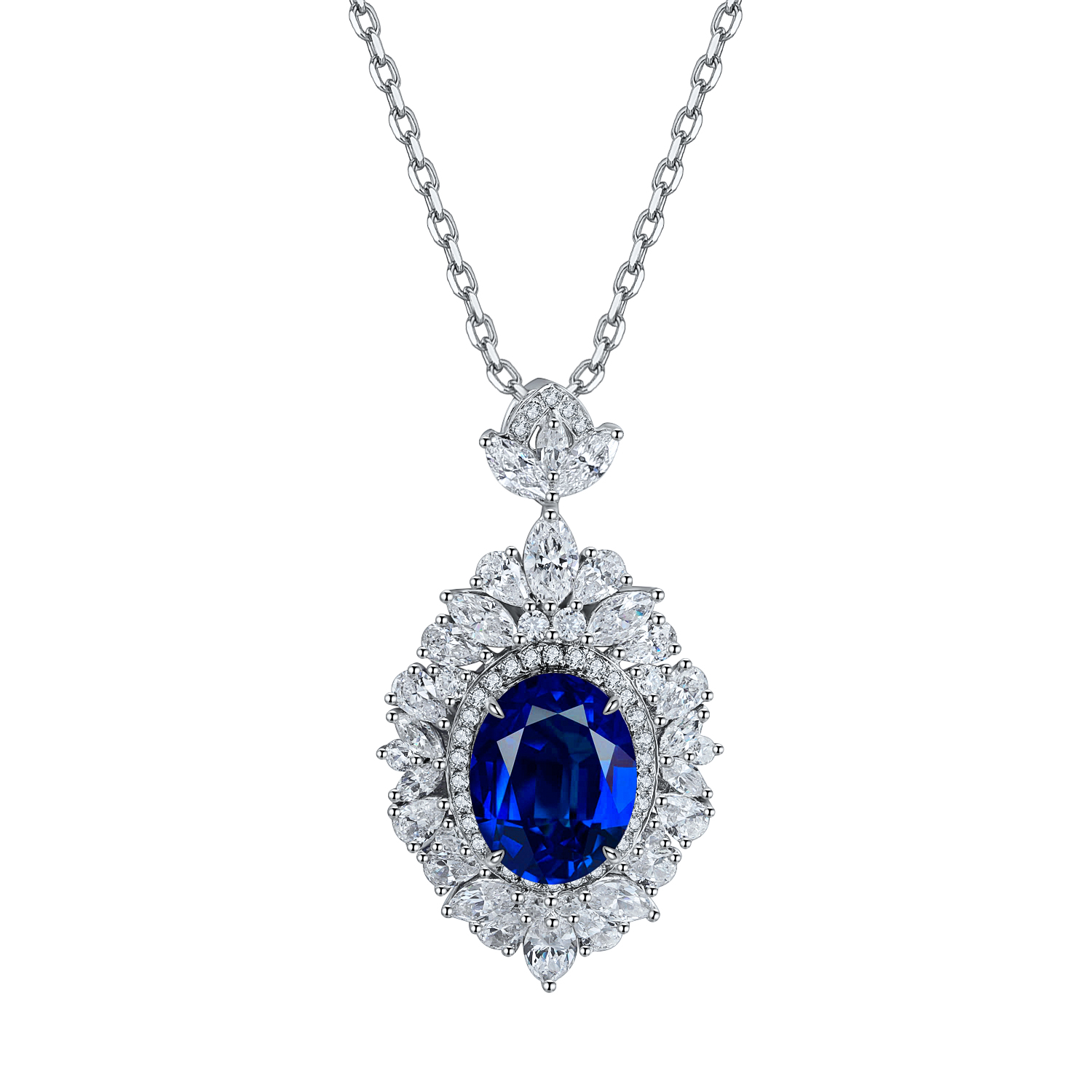 S925 Silver 4.3g Lab-Created Gemstone Necklace, 7.5x10mm Multi-Color, 40&5cm photo 4