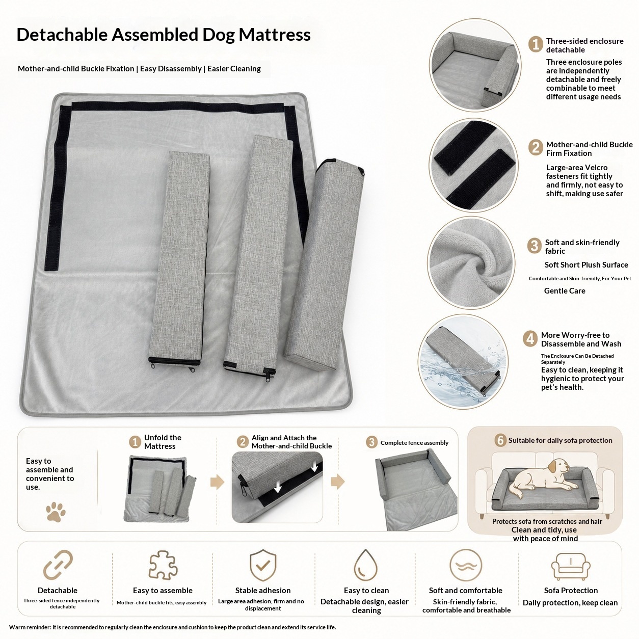 New Pet Sofa Mattress Detachable Design Easy To Clean Soft And Comfortable Skin-friendly Three Sides Surrounded By Pet Supplies photo 2