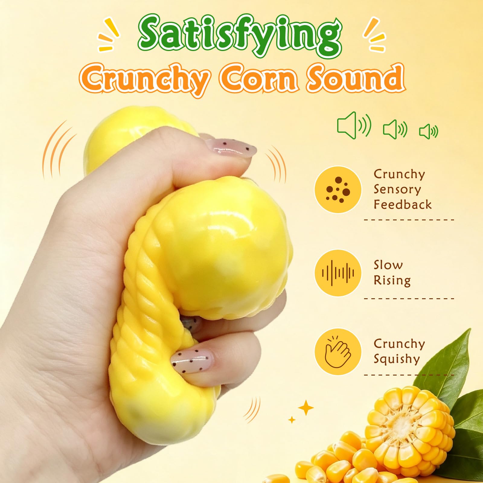 Crunchy Orange Peanuts, Corn, Potatoes Toys, Asmr Crunchy  Stress Ball Realistic Orange Sensory Toy With ASMR Crunch Sound,Soft Slow Rising Fruit Fidget Toys For Desk,Travel,Gifts For All Ages photo 5