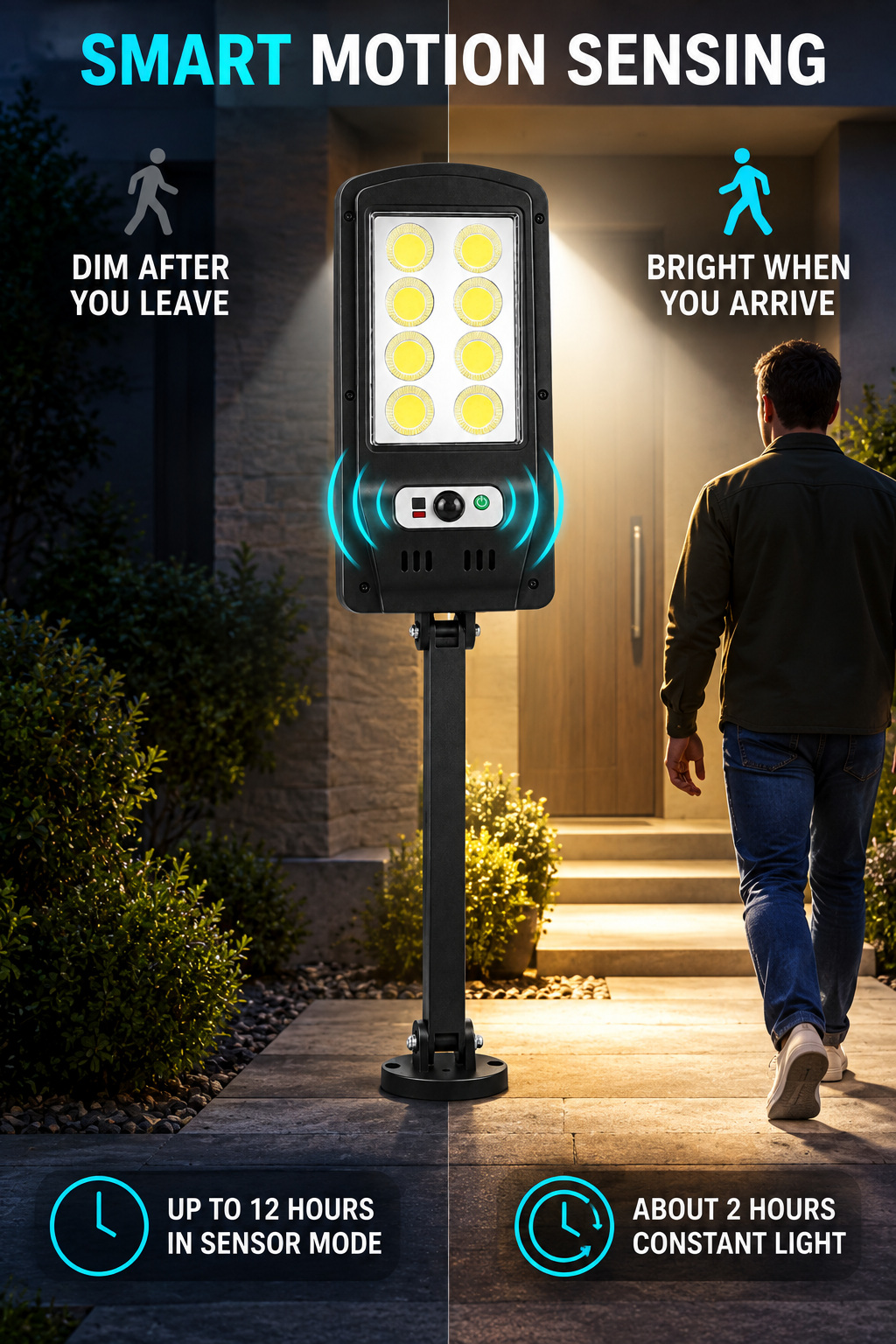 Solar Powered Rechargeable Motion Sensor Waterproof LED Work Light 20W 1500mAh For W756 8 2 photo 5