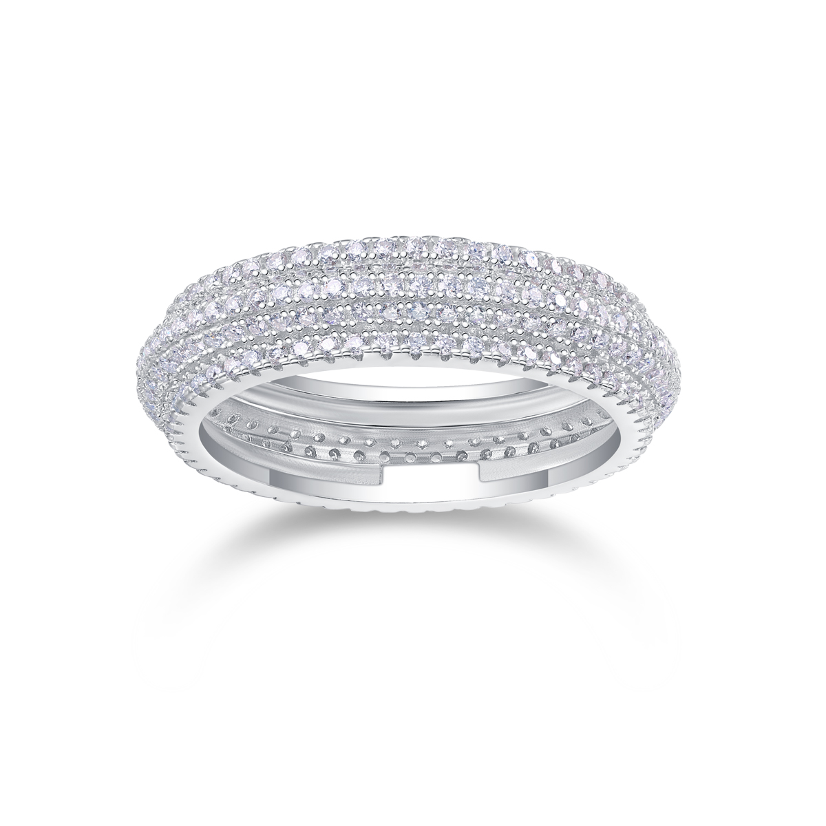 S925 Silver 3.8g Platinum Plated Moissanite Ring, 5.5mm 290pcs D VVS1 Eternity Band, GRA Certified US 5-9 photo 3