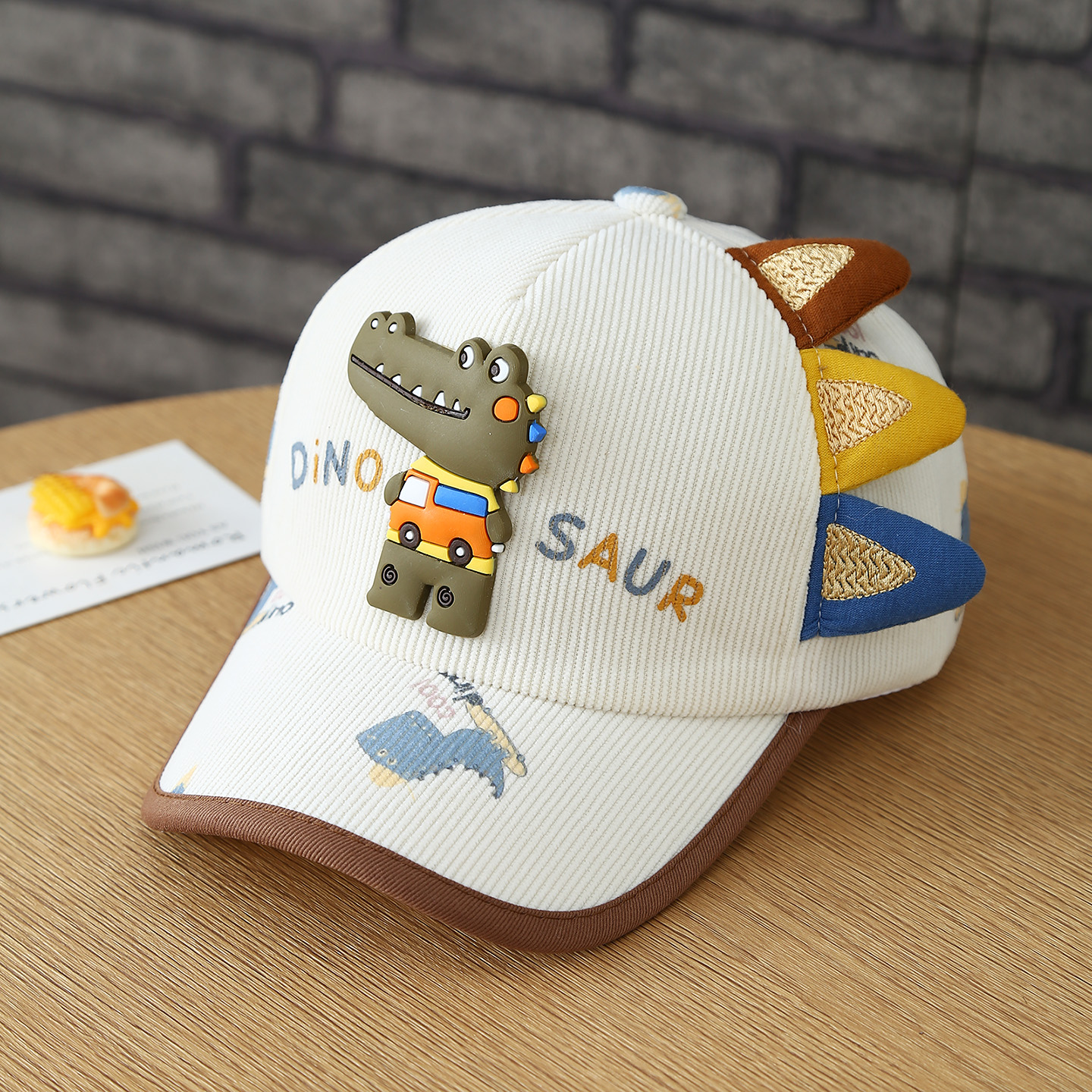 Fall Boys And Girls Dinosaur Crocodile Denim Three-Dimensional Cartoon Baseball Cap Adjustable Velcro Kids Hat Black And White photo 3