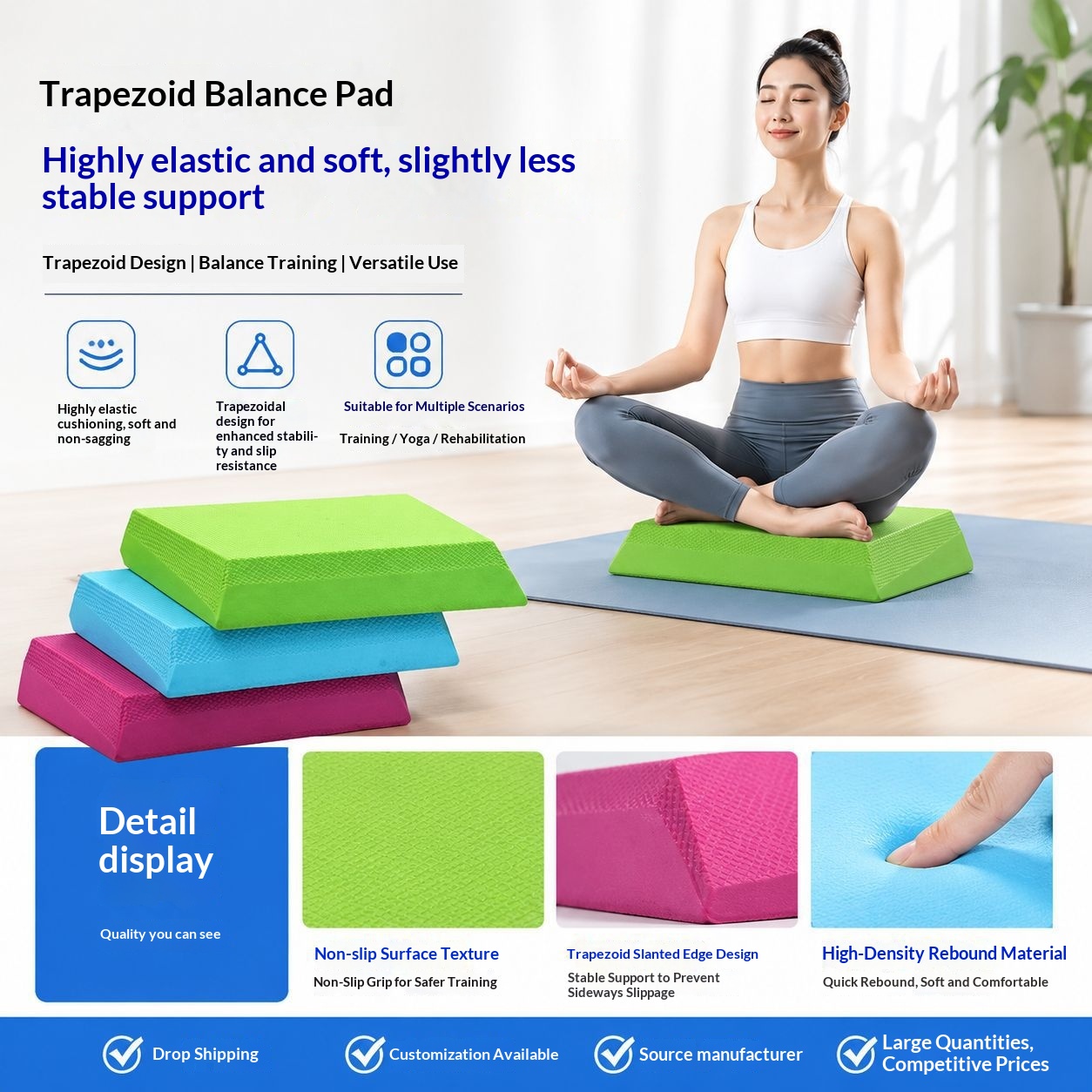 Sports Balance Mat Tpe Ankle Rehabilitation Fitness Core Training Non-Slip Trapezoidal Home Soft Mat Yoga Mat photo 1