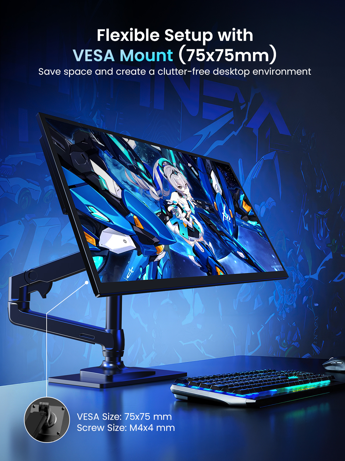 UPERFECT Portable Monitor 18.5 Inch, 120Hz 1080P FHD, 125 Percent SRGB, IPS HDR Gaming Screen, FreeSync, VESA Ready With Stand, USB C HDMI External Travel Monitor For Laptop MacBook photo 2