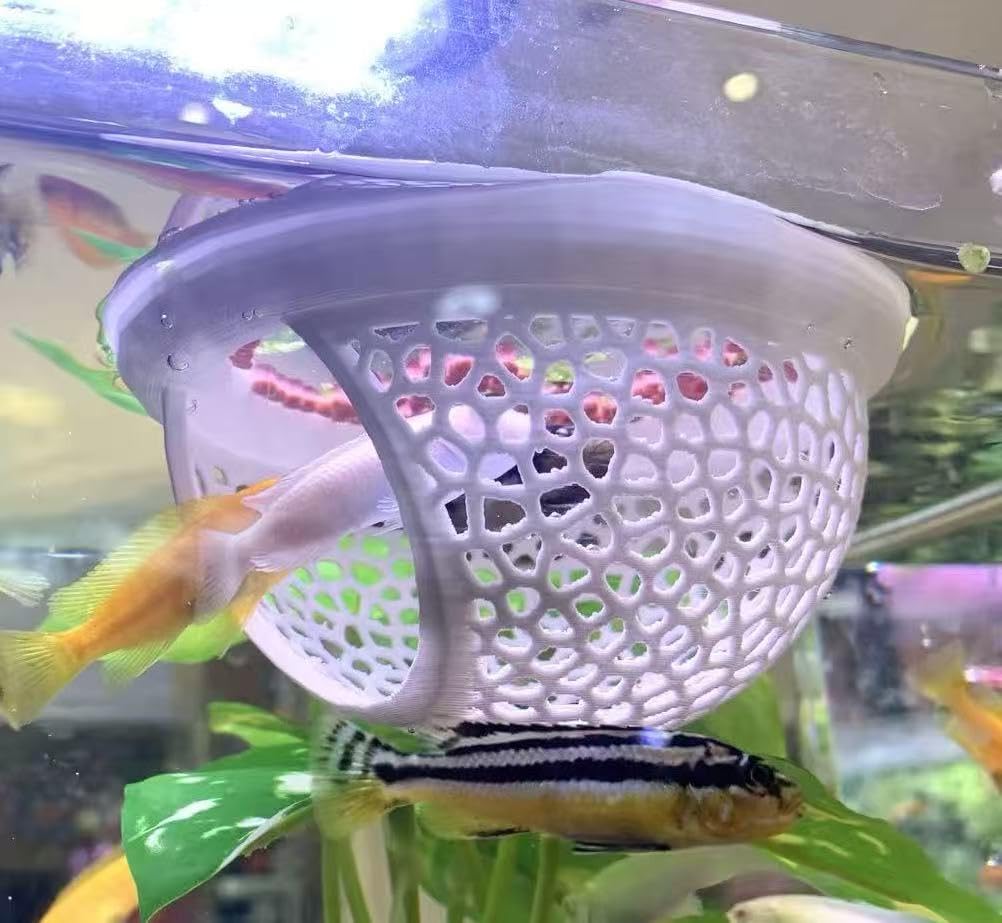 2pcs White Floating Betta Fish Hammock Bed,Beta Hide Cave And Resting Spot,Fish Tank Accessories Decor Toy,Betta Fish Feeding Ring For Aquarium,Shrimp Betta Log Bed-1pcs Big And 1pcs Small photo 1