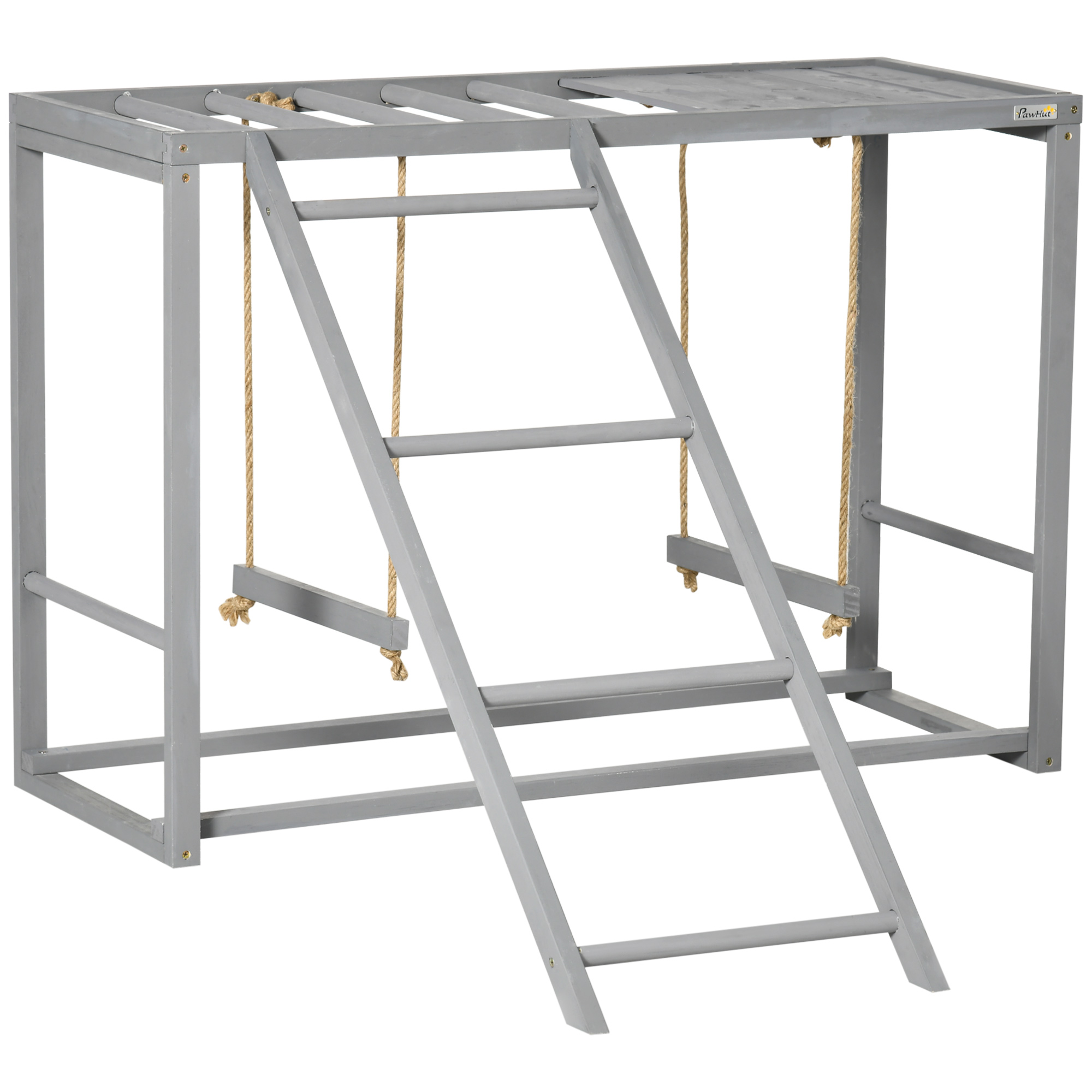 Chicken Activity Game With Swing Set For 3-4 Birds, Wooden Chicken Coop Accessory With Multiple Chicken Perches And Hen Ladder Grey photo 1
