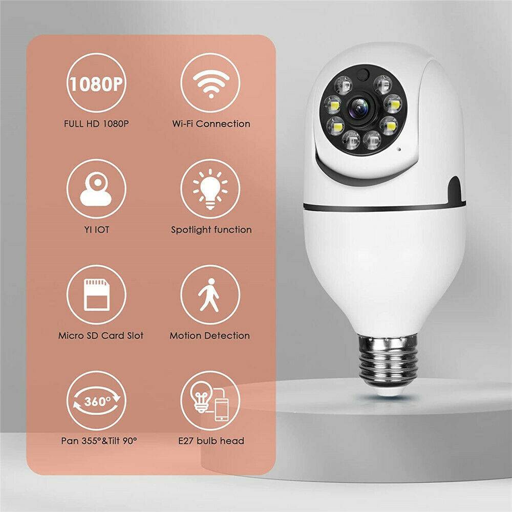 IR E27 Light Bulb Camera 1080P HD Wireless Wifi Smart Home Security Camera photo 7