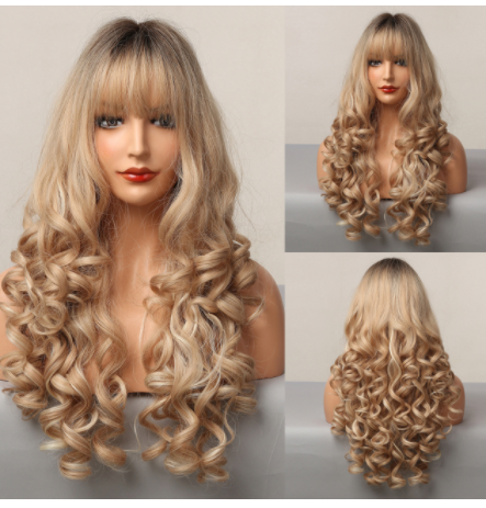 Wig Women's  Bangs Wavy Long Curly Hair photo 4