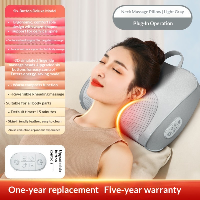 Cervical Spine Massage Pillow Massage Apparatus Neck And Waist Dual-use Hot Compress For Legs Household Multifunctional Massage Pad Rechargeable Massager photo 5