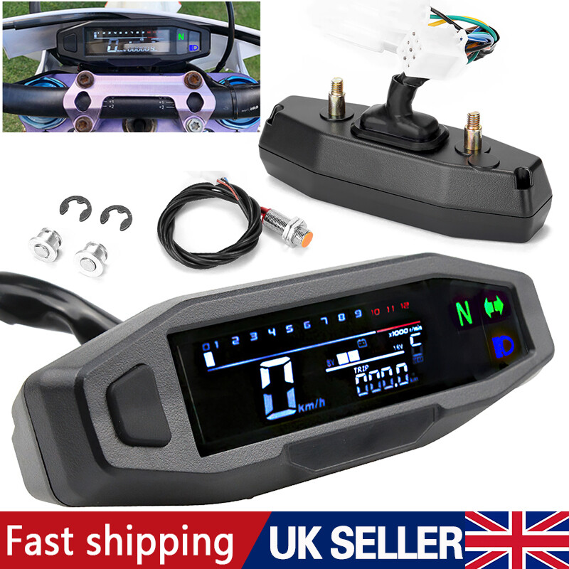 Universal Motorcycle LCD Digital Speedometer Odometer Tachometer Gauge Sensor photo 7