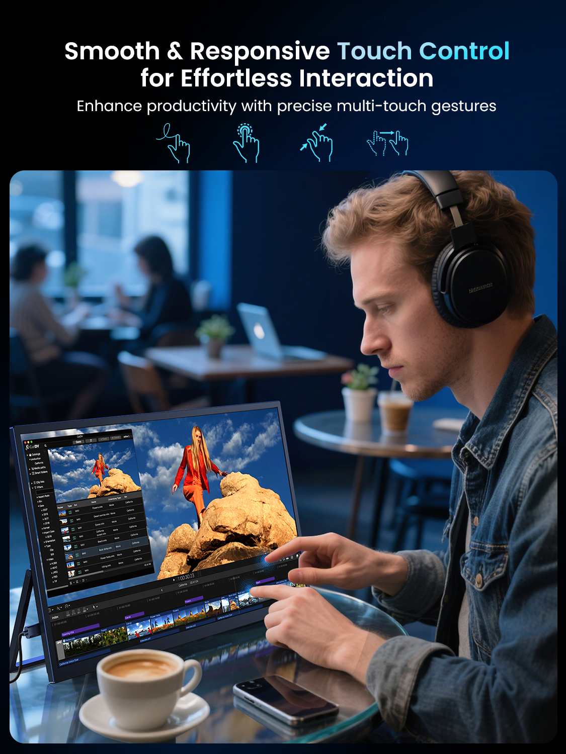 UPERFECT Portable Monitor 18.5 Inch, 120Hz 1080P FHD, 125 Percent SRGB, IPS HDR Gaming Screen, FreeSync, VESA Ready With Stand, USB C HDMI External Travel Monitor For Laptop MacBook photo 4