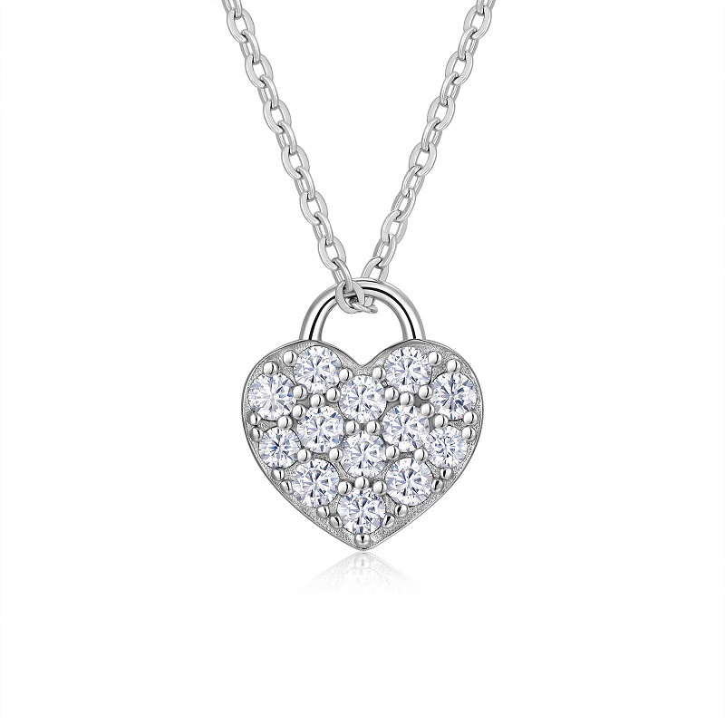 S925 Silver 4g Pave Heart Moissanite Necklace, D VVS1, 40&5cm, GRA Certified photo 1