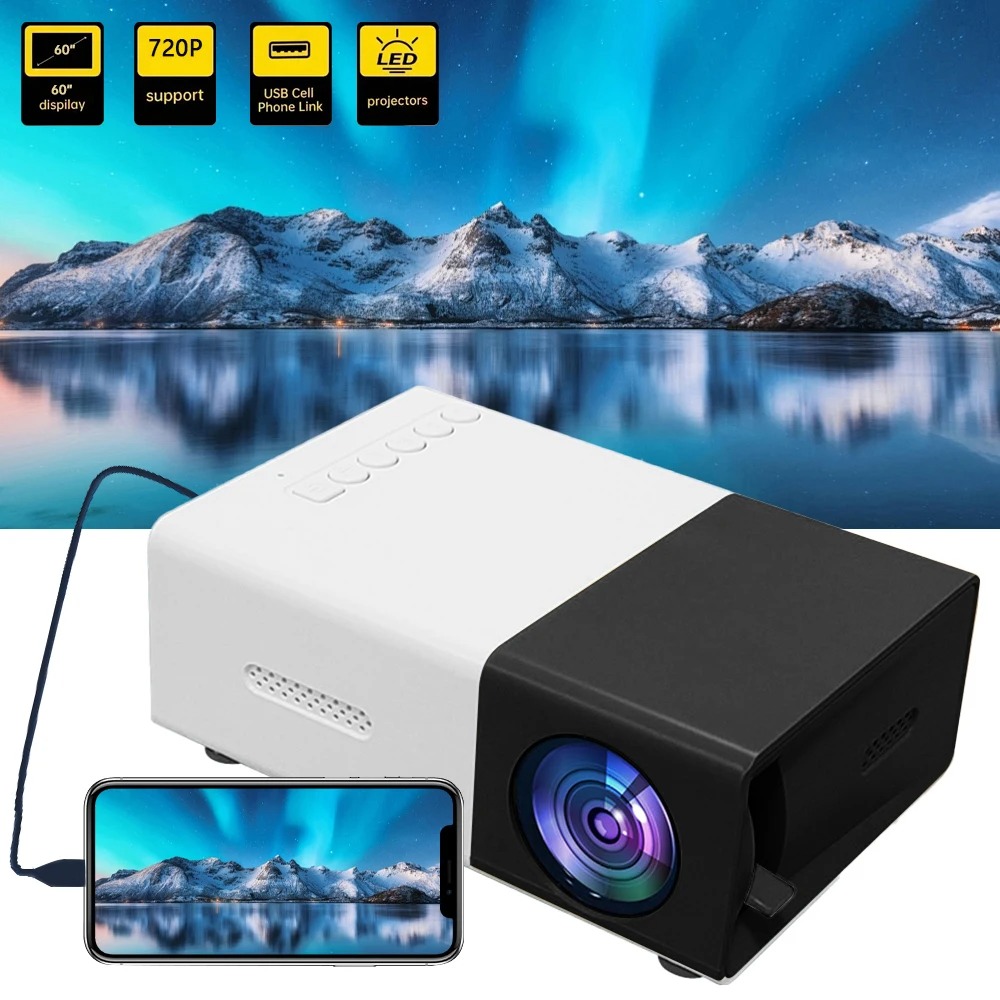 Portable Wired Projector Mobile Phone With Retractable Bracket LED Mini Home Video Equipment 1080P HD Screen USB&SD&AV&Hd photo 4