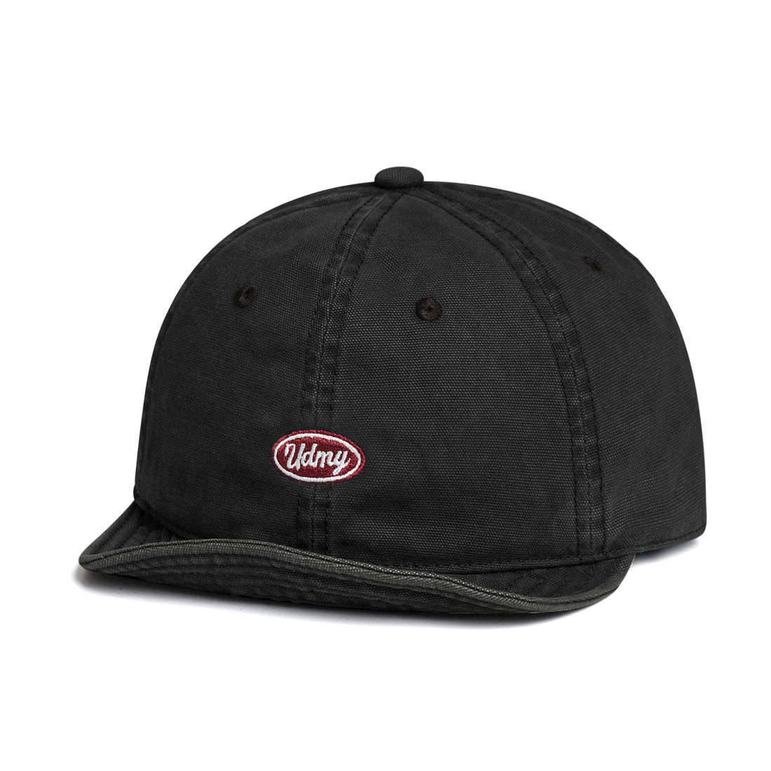 Japanese-style Minimalist Washed And Distressed Soft Brimmed Baseball Cap With Vintage Round Logo And Short Brim For Casual Sun Protection photo 1
