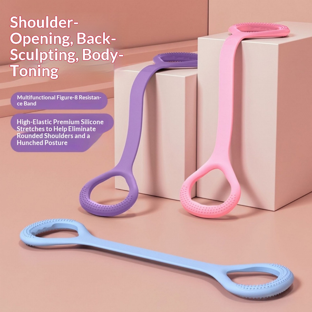 Back And Shoulder Exercise Tool For Home Use, Yoga Stretching Band, Waist Shaping Elastic Rope, Figure-Eight Resistance Band, Fitness Equipment photo 1