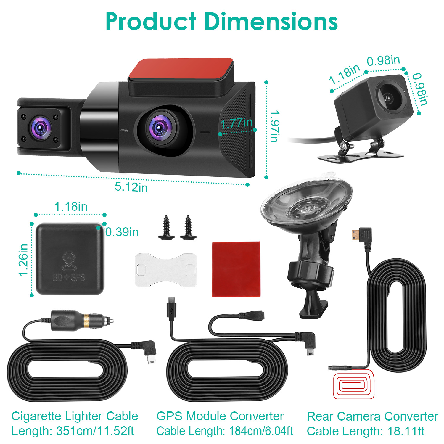 2K Car DVR 3 Channel Dash Cam Camcorder Camera Recorder With 140 Degree Angle GPS WiFi Night Vision G-sensor Loop Recording Parking Monitor photo 8