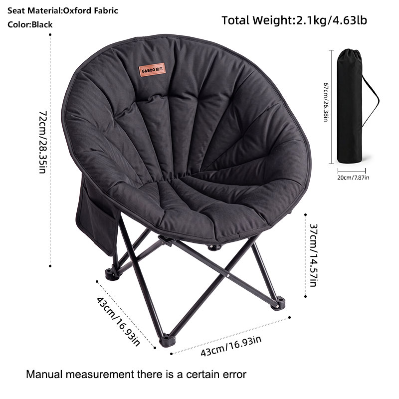 Outdoor Folding Moon Chair Foldable Shell Shaped Saucer Chair, Oversized Padded Camping Chair With Side Pocket, 280LBS Capacity,for Camping, Hiking,Fishing,Picnic,Beach,Yard, Bedroom photo 3