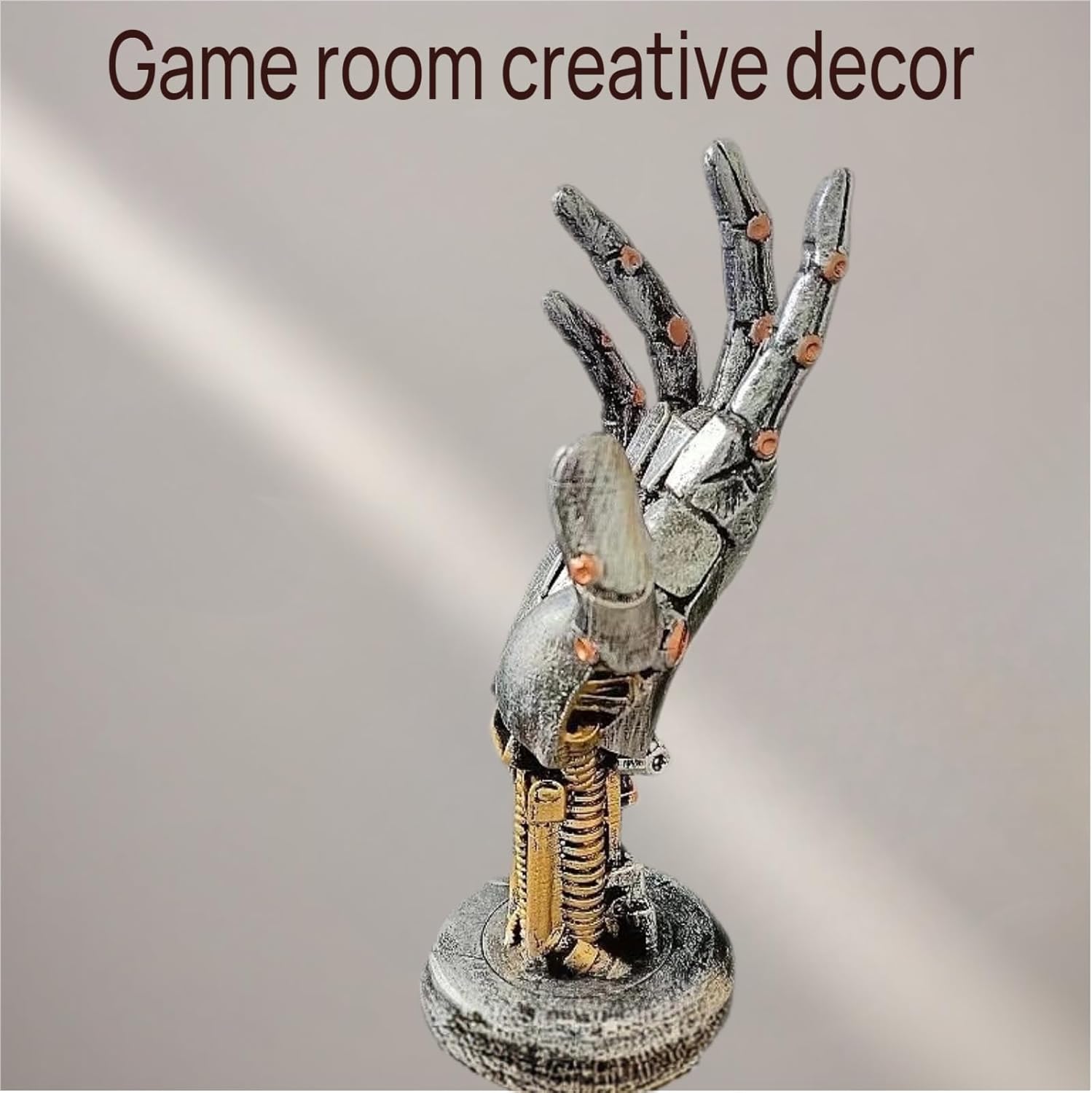Creative Mechanical Hand Staue, Gaming Controller Holder Stand, Headphone Holder, Necklace Holder, Robot Hand Sculpture, Hand Crafts, Realistic Hand Decor, Modern Home Decor, Gaming Room Decor, Silver photo 4
