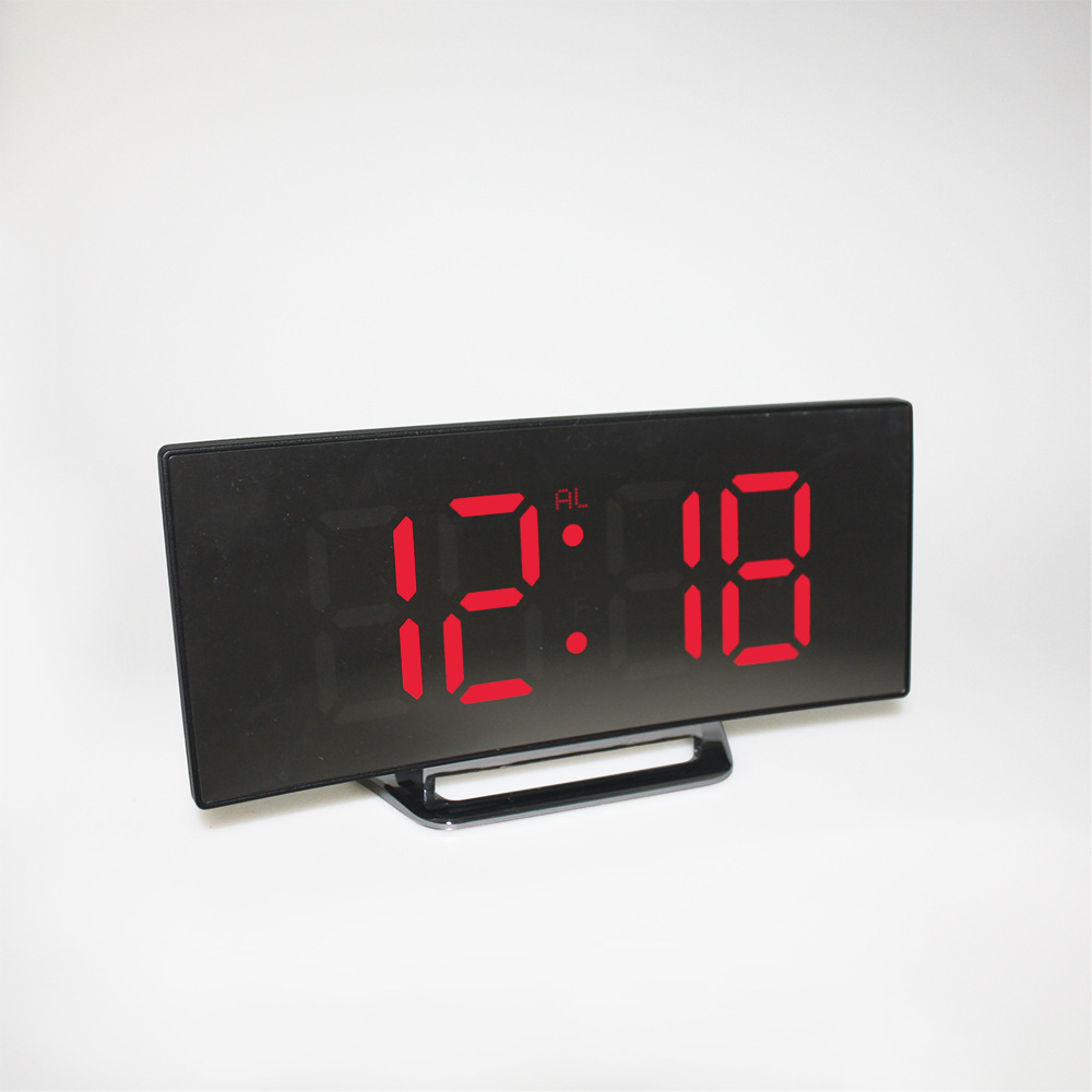 Creative Curved Electronic Clock, Large Screen LED Clock, Mirror Clock, Silent Alarm Clock, Factory 6507 photo 1