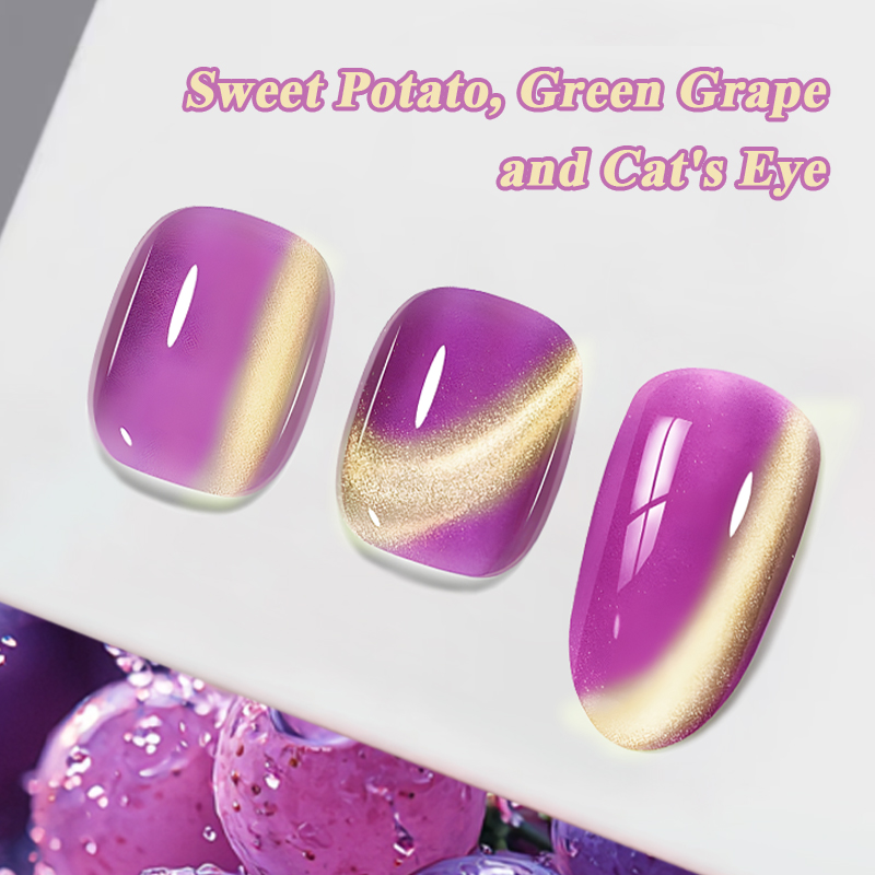 MS RAINBOW Cat Eye Gel Polish 01, Purple Gold Magnetic Nail Gel, 8ml Soak Off UV LED Nail Art Gel photo 1