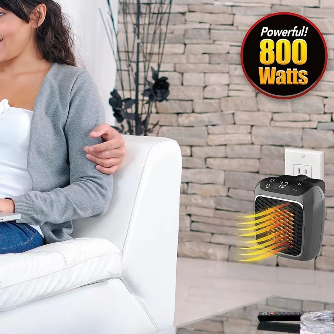 800W Electric Space Heater Low Energy Ceramic Fast Heating Fan Heater Portable photo 4