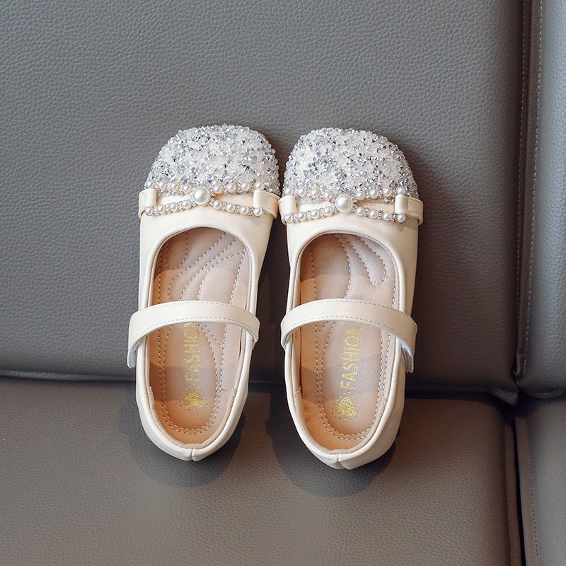 2026 Summer New Girls Pearl Leather Shoes, Elegant Chanel-style Princess Flats, Soft Sole Fashion Single Shoes For Baby Girls photo 2