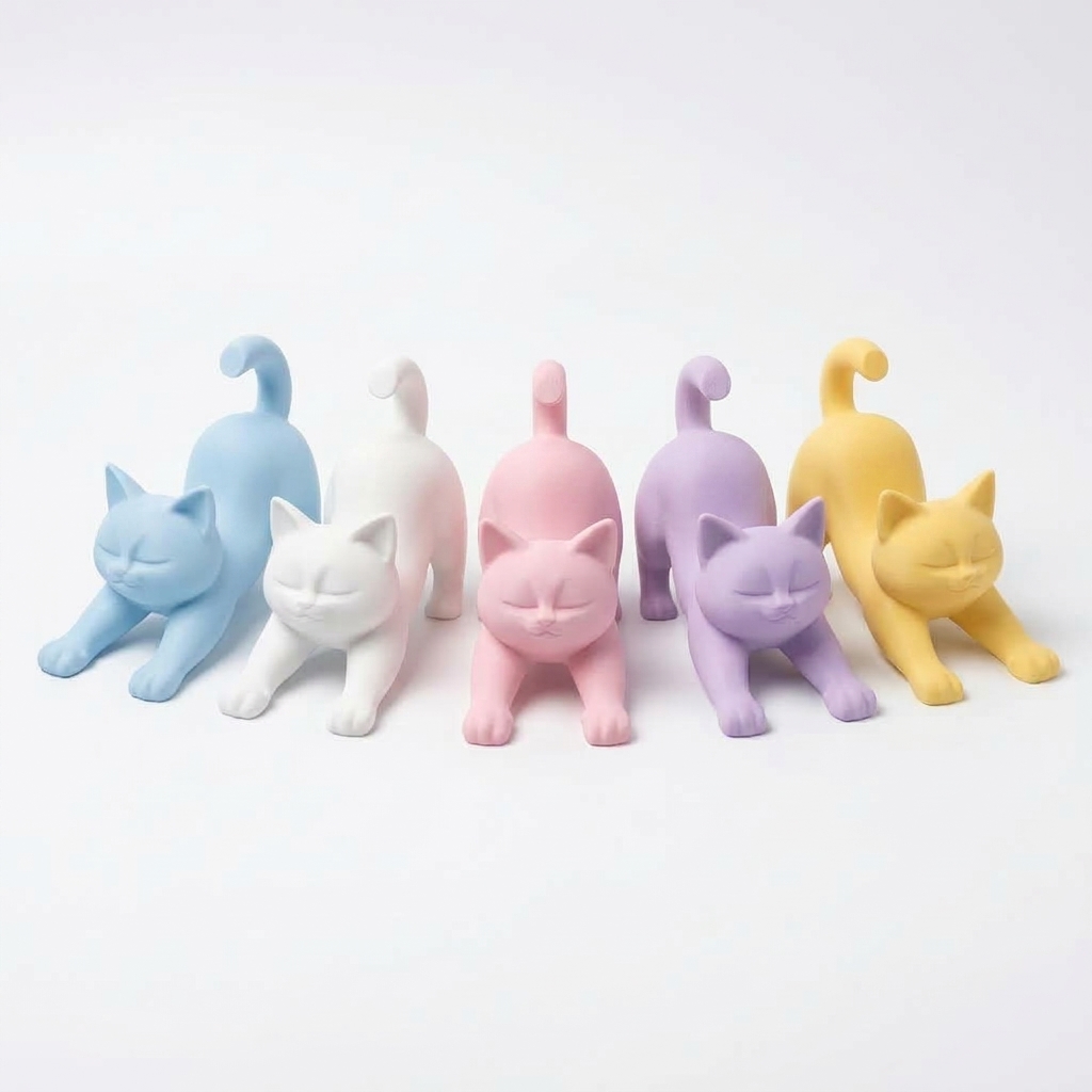 Cute Cat Shape Phone Holder, 3D Printed Desktop Stand For Smartphone, Creative Desk Decor & Organizer photo 2