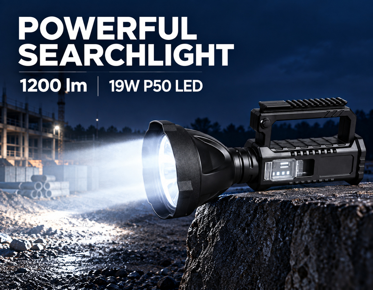 Rechargeable Battery Display Power Bank Function LED Work Light 19W 4500mAh For W5119 1200LM Flashlight photo 7