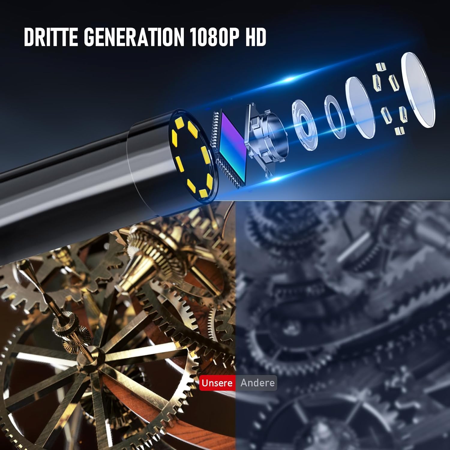 HD Dual-Lens Waterproof Endoscope Camera With Built-in Lights  Inspection Endoscope photo 2