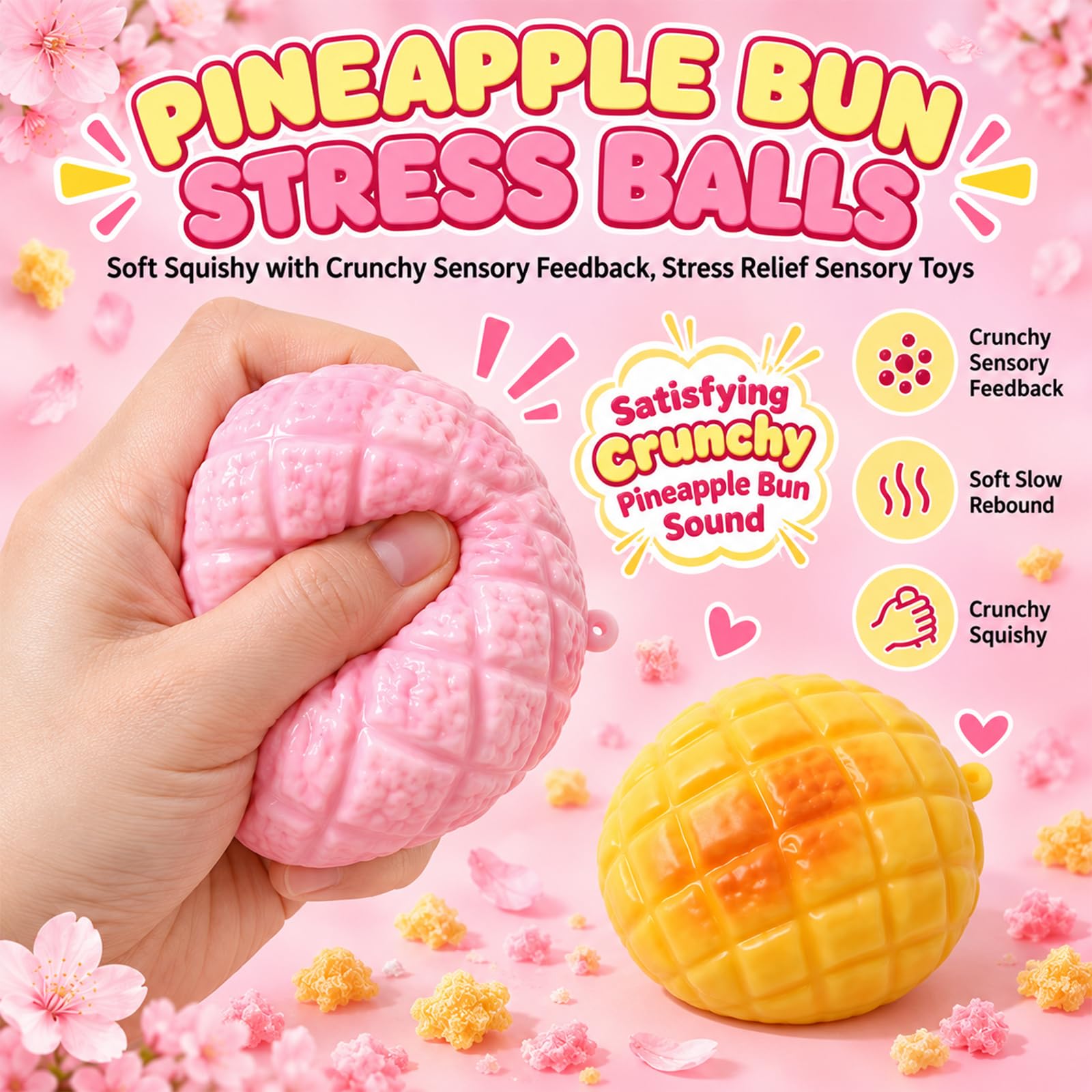 Crunchy Pineapple Bun ,ASMR , Squishy Toys For Adult Crunchy  Crunchy Pineapple Squishy Toy,Relieve Anxiety,Asmr Bead Filled,Fruit Squeezing Fun photo 6