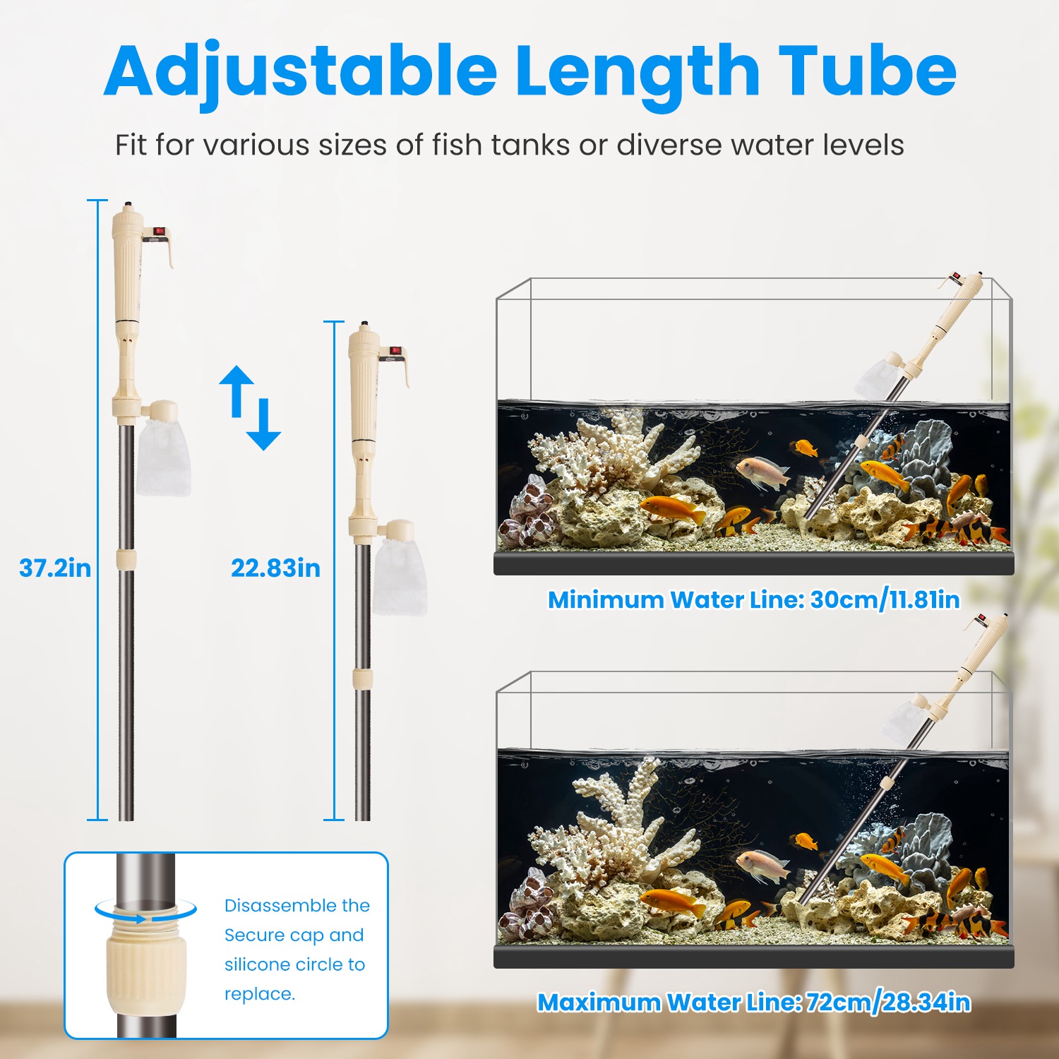 1 Set Multifunctional Electric Aquarium Gravel Cleaner Kit Length Adjustable Automatic Fish Tank Vacuum Cleaner Change Water Wash Sand Filter Dirt Removal photo 7