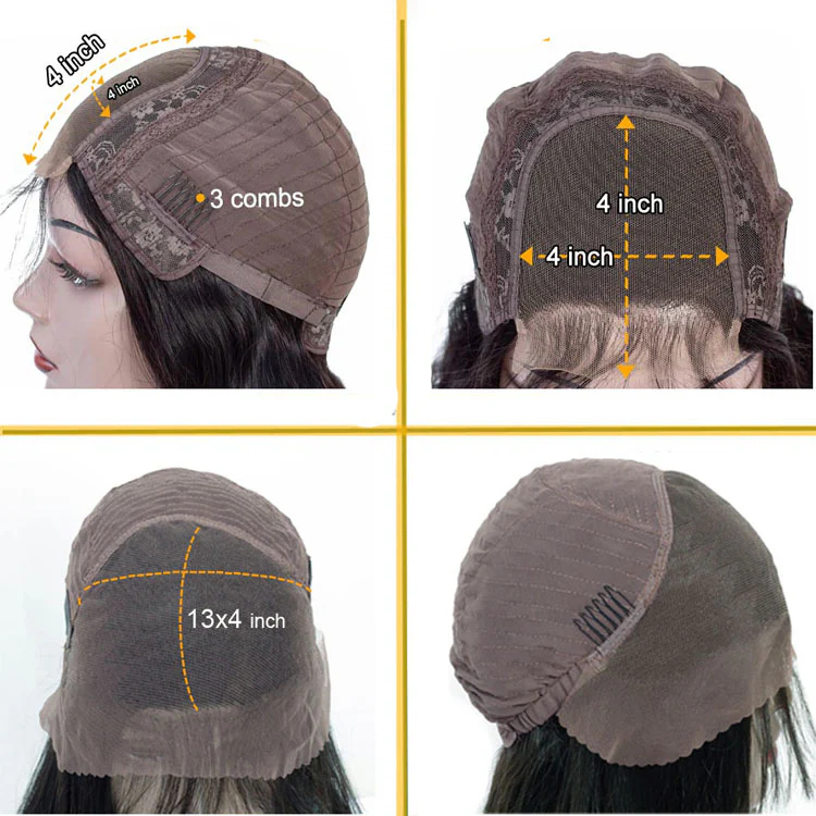 4x4 Lace Human Hair Wig Chocolate Brown Body Wave, Density photo 4