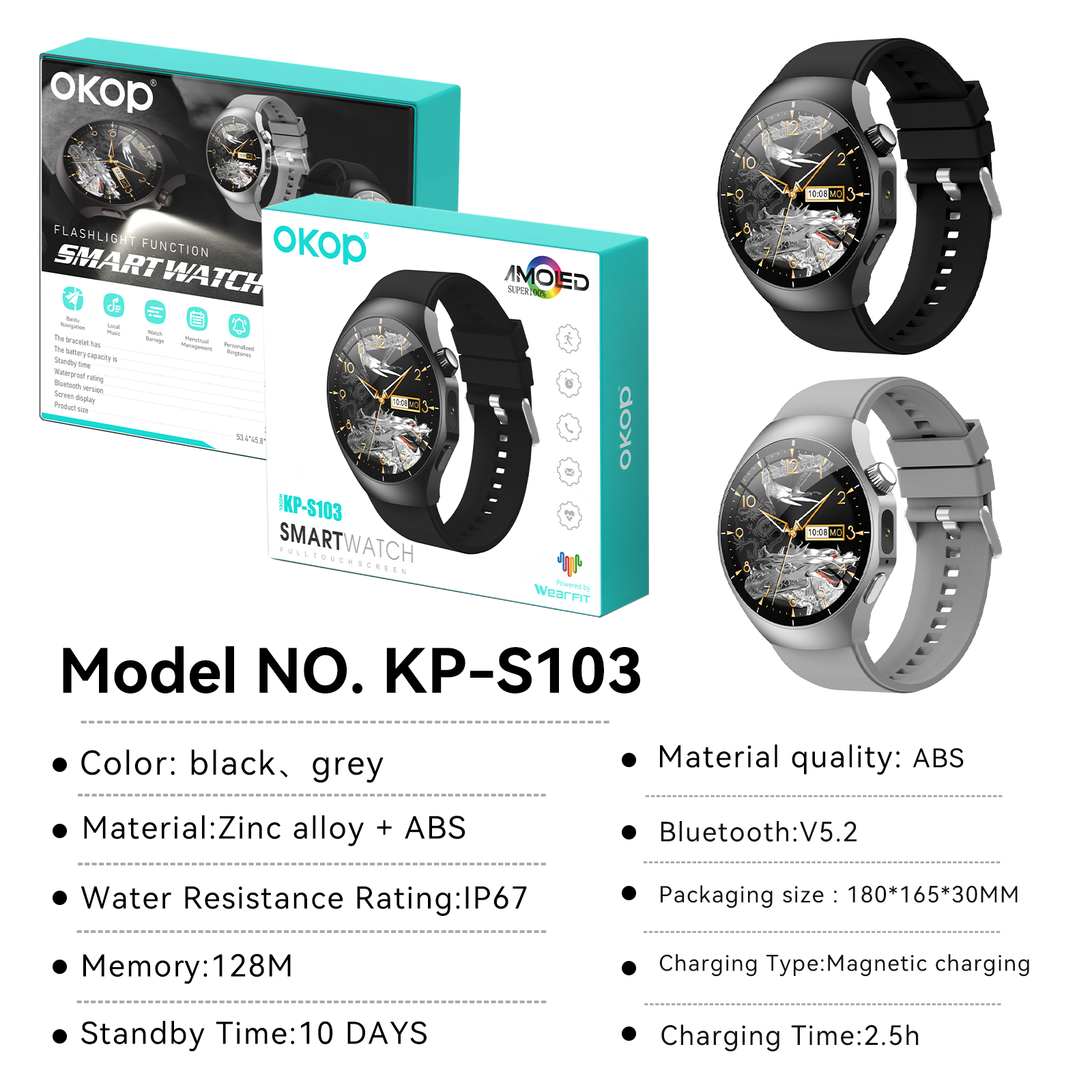 KP-S103 Smartwatch Bluetooth Calling Sports Outdoor Use Waterproof Health Monitoring Blood Oxygen Blood Pressure Ultra Long Battery Life  Cross Border Model photo 6