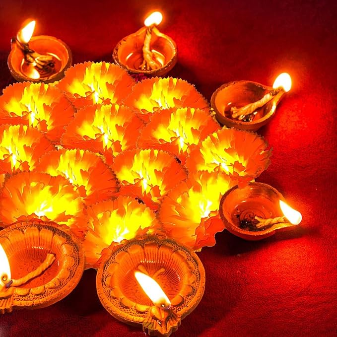 20 LED Artificial Marigold Flower String Lights 9.8FT USB Powered Garland For Festival And Party Decor photo 6