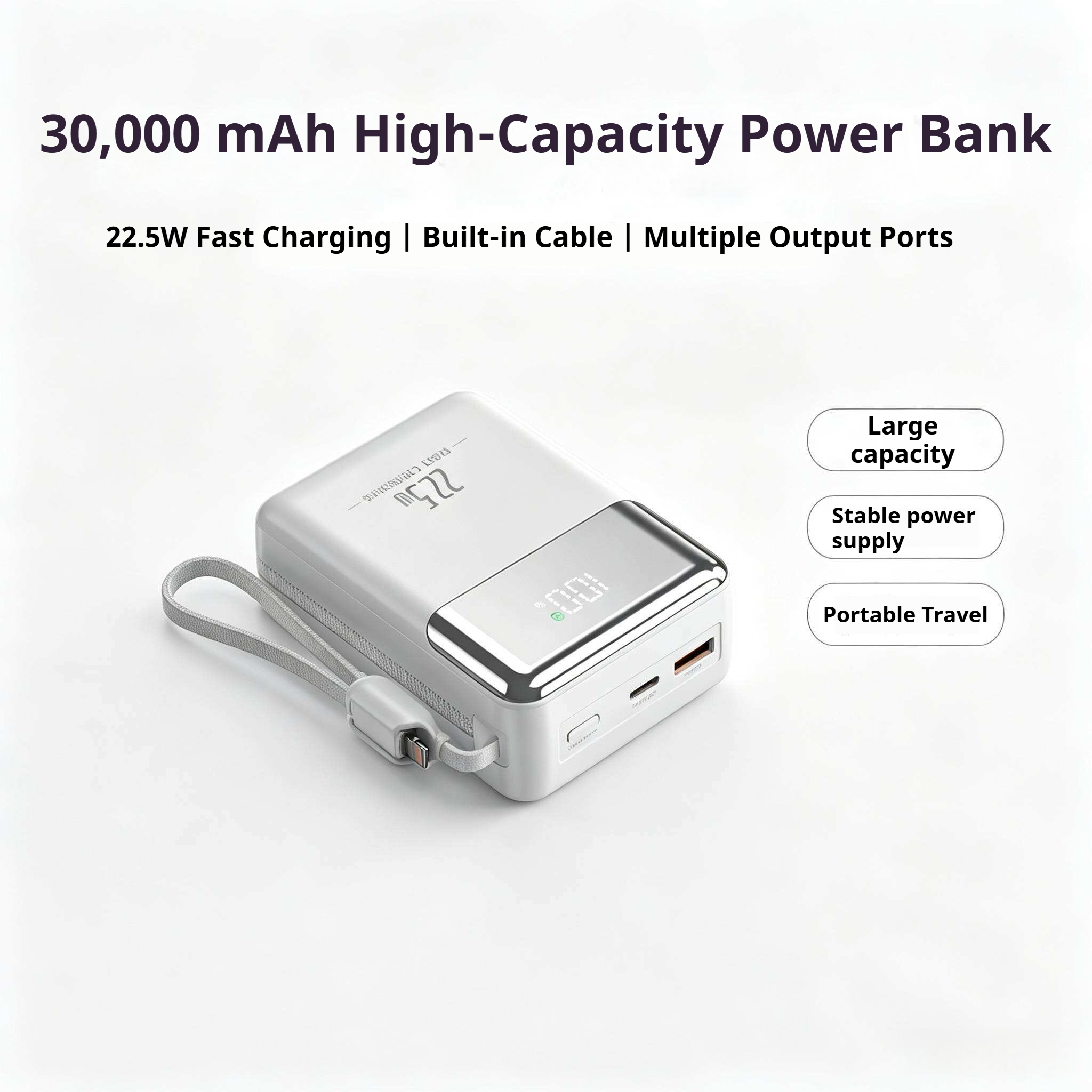 KP-725 Best-selling 20,000mAh High-Capacity Fast-Charging Power Bank Lightweight Portable With Digital Battery Display Direct Factory Shipment photo 3