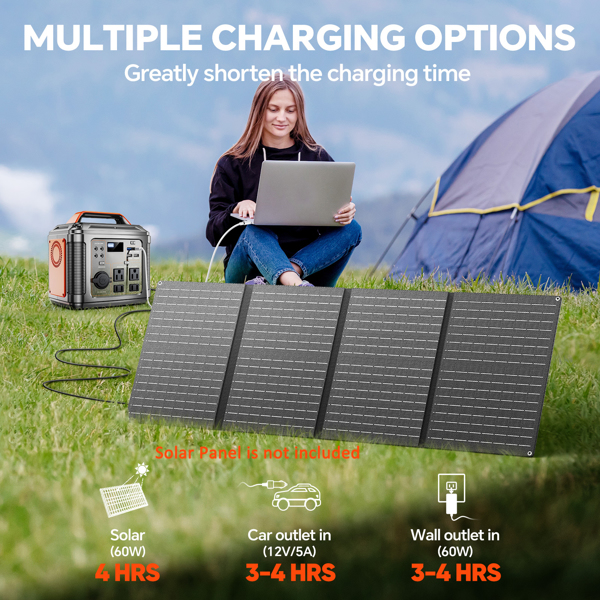 Powerbank 300w Portable Power Station With 60w Solar Panel For Camping Solar Generator 296Wh 80000mAh Lithium Battery photo 5