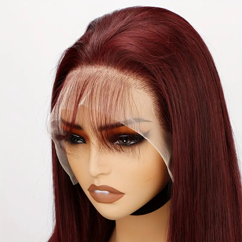 13x4 Straight Reddish-Brown Lace Front Wig HD Lace, Human Hair, Density photo 4