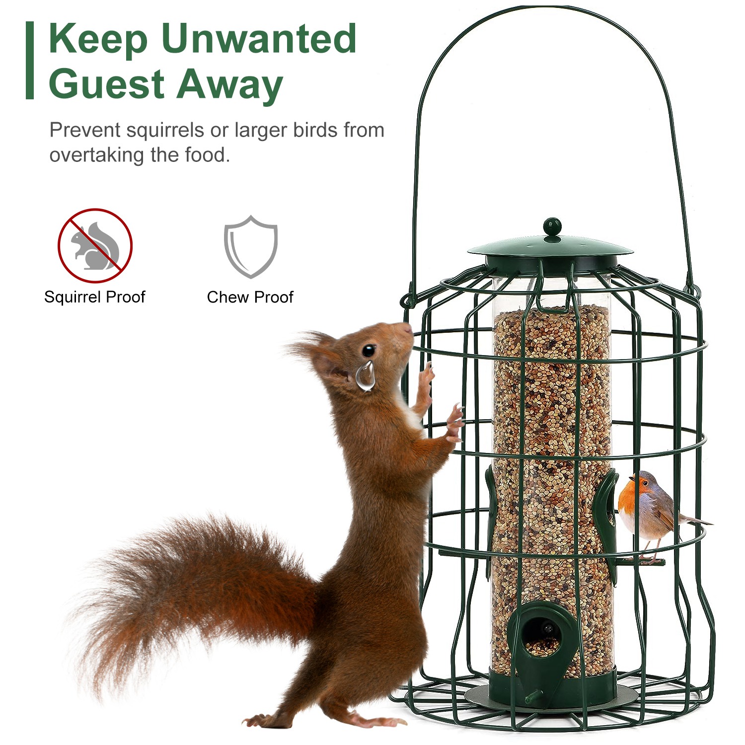 1Pc Outdoor Wild Bird Feeder Squirrel-Proof Chew-Proof Metal Hanging Seed Feeder With 4 Feeding Port For Small Songbirds photo 6