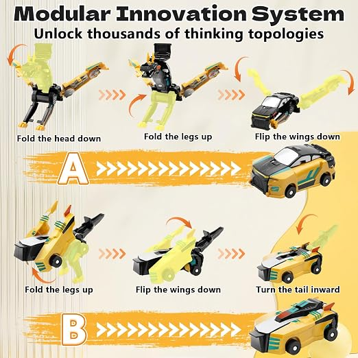2-in-1 Unisex Mechanical Mini Magnetic-Triggered Auto-Transform Pegasus Car Toy, Battery-Free Safe ABS Plastic Animal Toy, Creative Kids' Gift Ideas photo 7