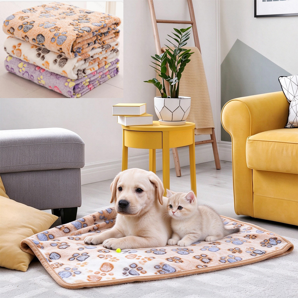 3 Pack Pet Blanket, Soft Plush Paw Print Dog Blanket Washable, Warm Fleece Cat Blanket For Large Medium Dogs, Sofa Couch Bed Cage Protector,23 X 16 In,30 X 20 In,41 X 31 In,47.2 X 39.3 In photo 1