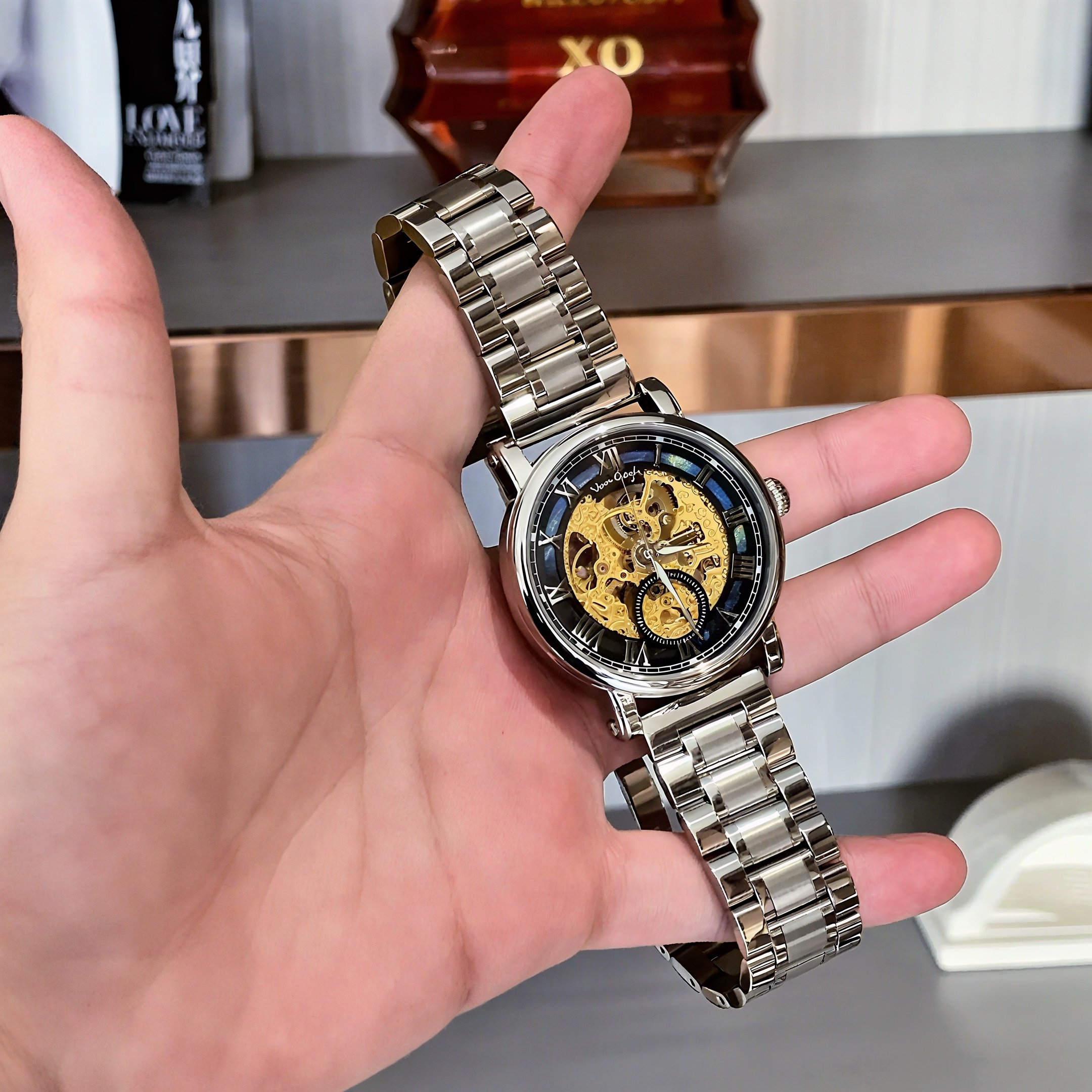 VAN GOGH Starry Night Series Blue Dial Skeleton Mechanical Movement Watch Daily Waterproof Starry Night photo 4