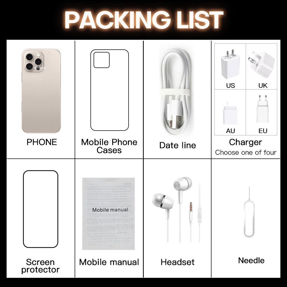 16 Pro Max Unlocked Phone 12GB 256GB Smartphone Android 14  Phone,6800mAh Battery 5G Dual SIM Dual Standby photo 3