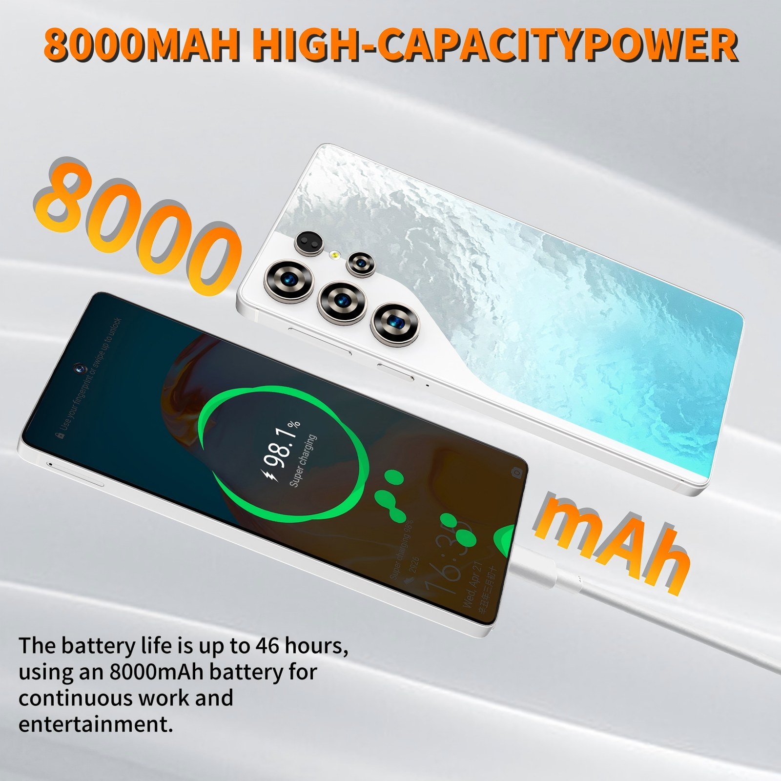 C26 Ultra 5G Unlocked Smartphone, 8GB RAM 256GB Storage Android 15 Cell Phone, 6.9inch FHD Display, 8000mAh Long Battery, Dual SIM, Face & Fingerprint Unlock, GPS, Built-in Stylus photo 6