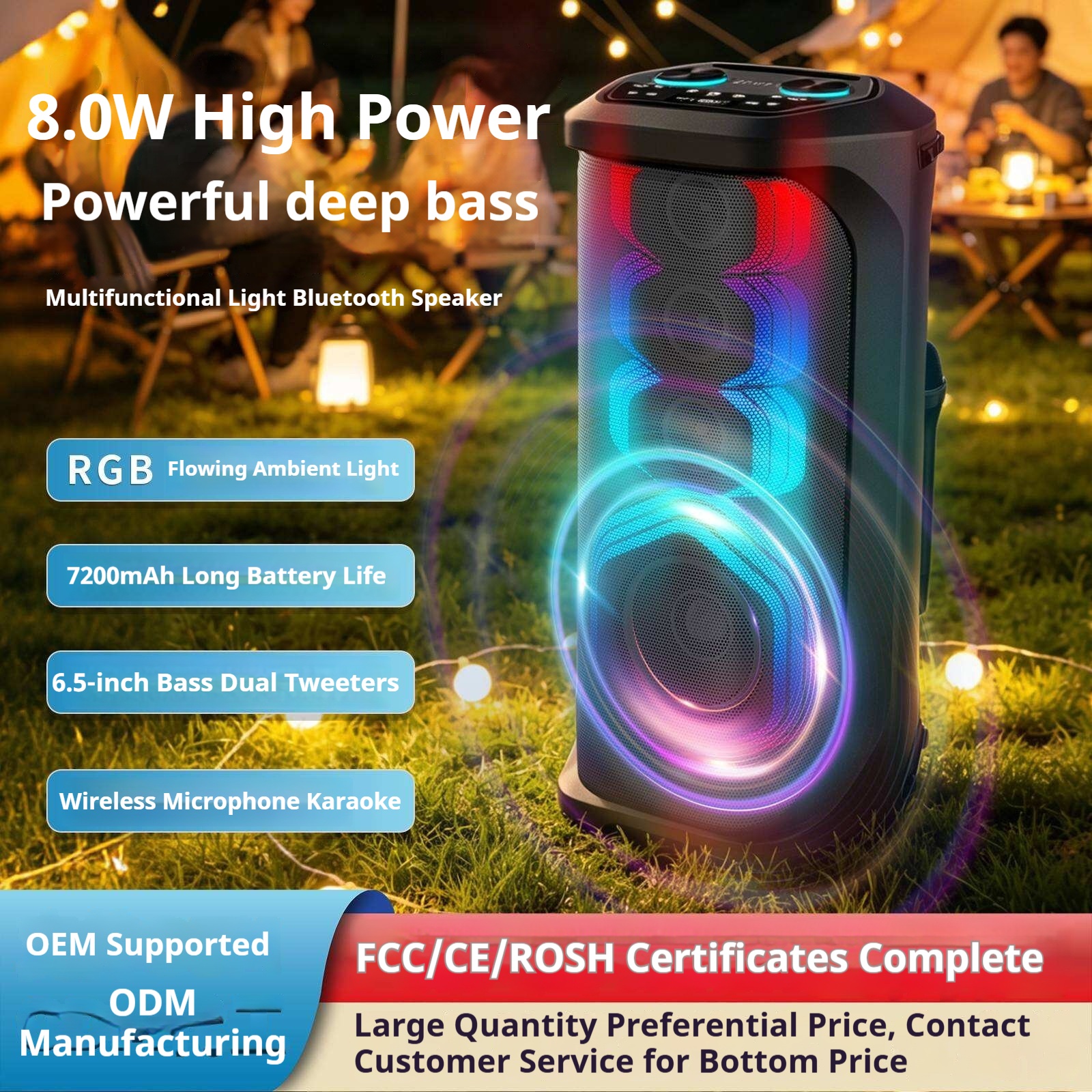 KP-8014 Hot-selling 80W High-power Outdoor Bluetooth Speaker With Dual Microphones Featuring Heavy Bass And Long Battery Life In Stock photo 4