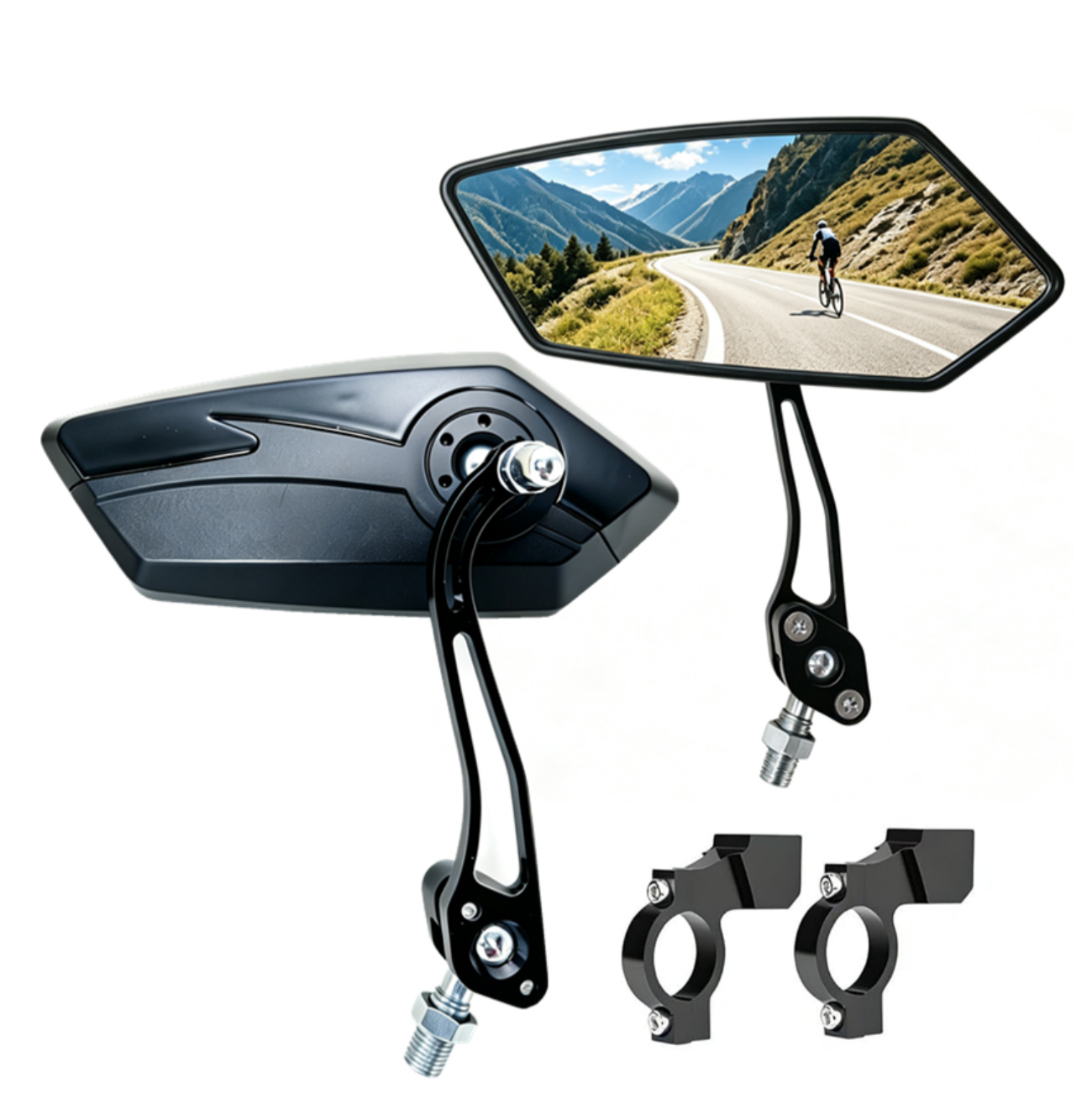Bicycle Mirrors E-Bike Rearview Mirrors 1 Pair Right Left MTB City Bike Mirror Rotatable And Adjustable Wide Angle Rear View photo 1