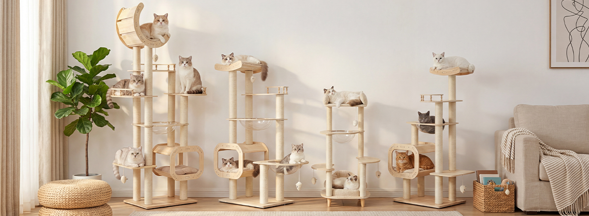 Heavy-Duty No-Drill Large Cat Tree-Solid Wood, 5-Story Multi-Column Cat Tower, 80.4in For Large Spaces & Multi-Cat Households, Open Condo, Space Capsule, Bed, Durable Indoor Pet Furniture photo 8