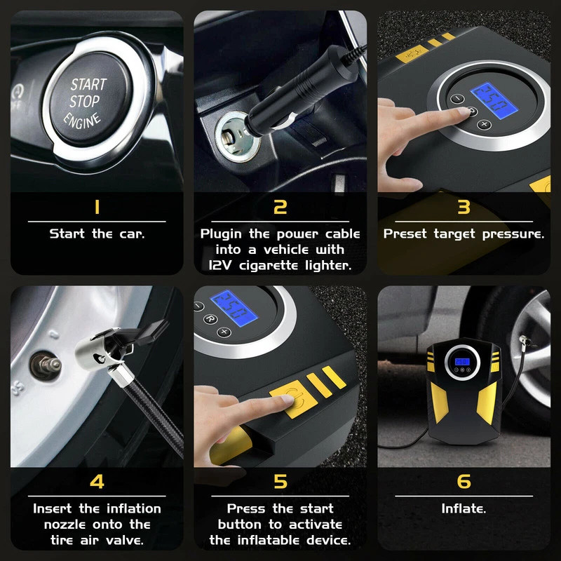 Digital Electric Car Tyre Inflator Pump Portable 150PSI Air Compressor photo 3