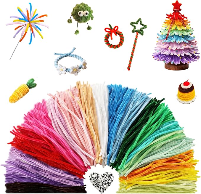 300-Piece Pipe Cleaners Chenille Stems 20 Colors Fuzzy Bendable Craft Sticks For DIY Arts And Crafts photo 1