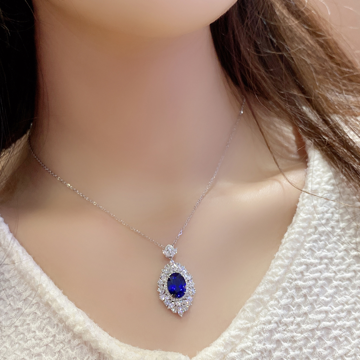 S925 Silver 4.3g Lab-Created Gemstone Necklace, 7.5x10mm Multi-Color, 40&5cm photo 3
